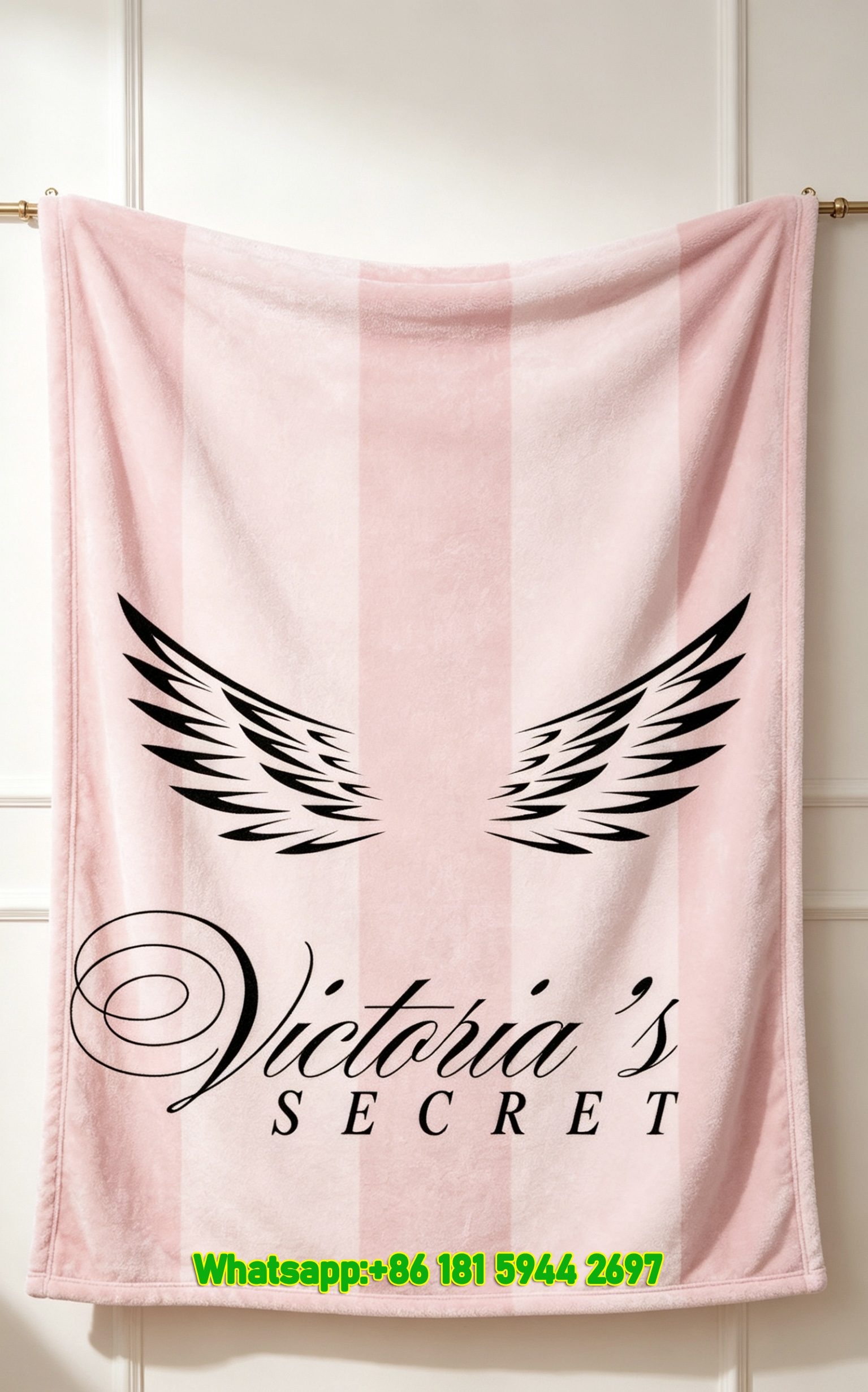 Victoria's Secret Pink Wings Flannel Fleece Throw Blanket V045